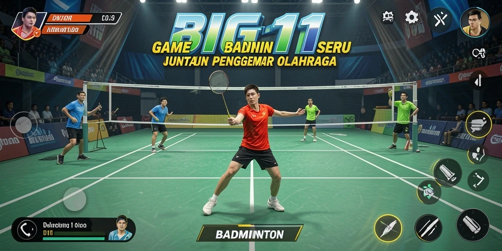 Antarmuka menarik dari game badminton yang seru.