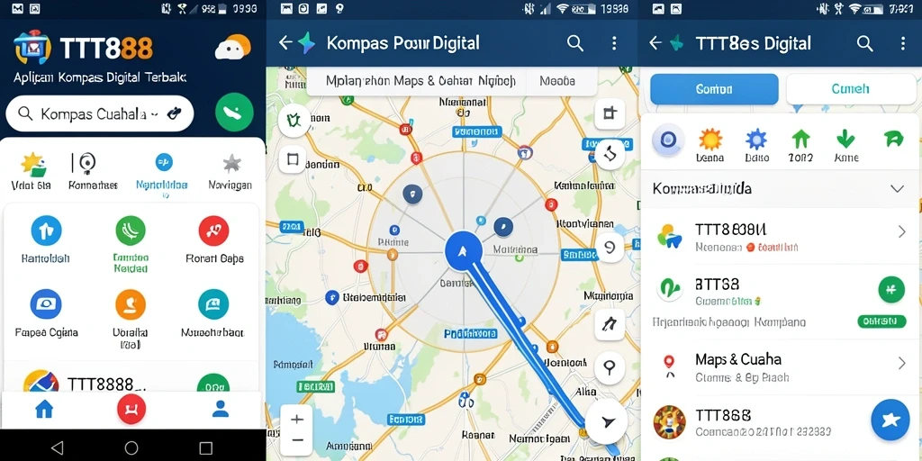 Tampilan antarmuka TTT888 dengan fitur Kompas Digital yang mudah digunakan.