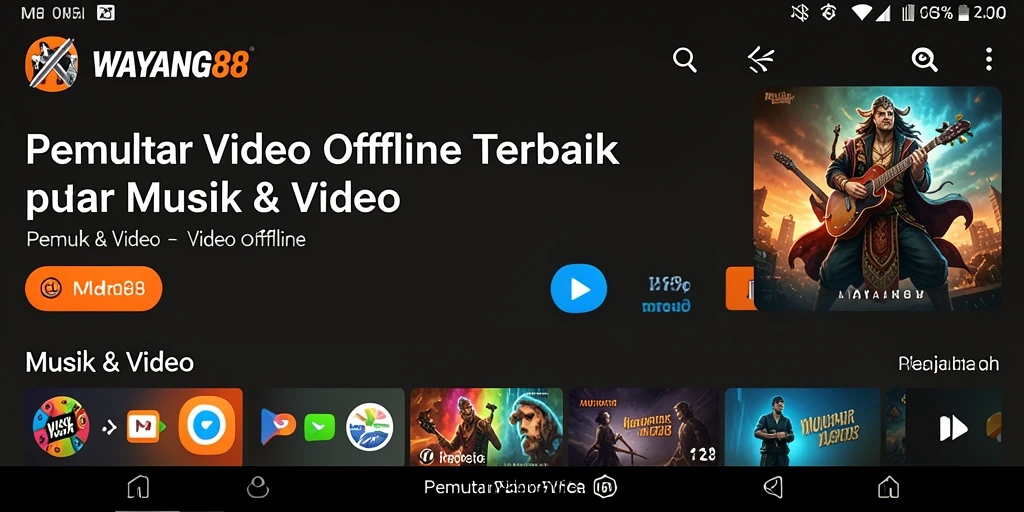 Antarmuka WAYANG88 yang sederhana dan mudah digunakan untuk Pemutar Video Offline.