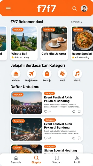 Tampilan katalog aplikasi f7f7